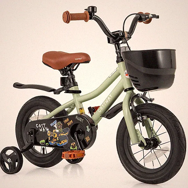 12" Kid’s Bike with Training Wheels Adjustable Handlebar & Seat Handbrake