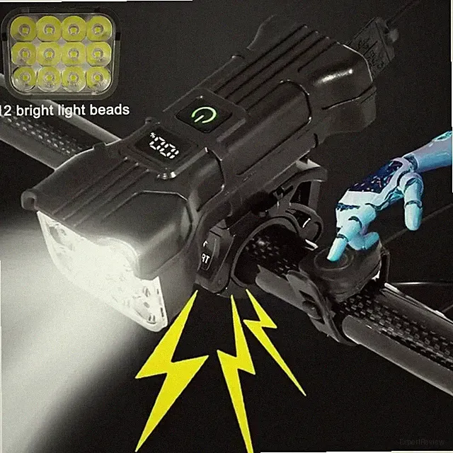 12 LEDs Bicycle Headlight 5 Modes USB Charge MTB Flashlight Road 2 in 1 Bike Lig