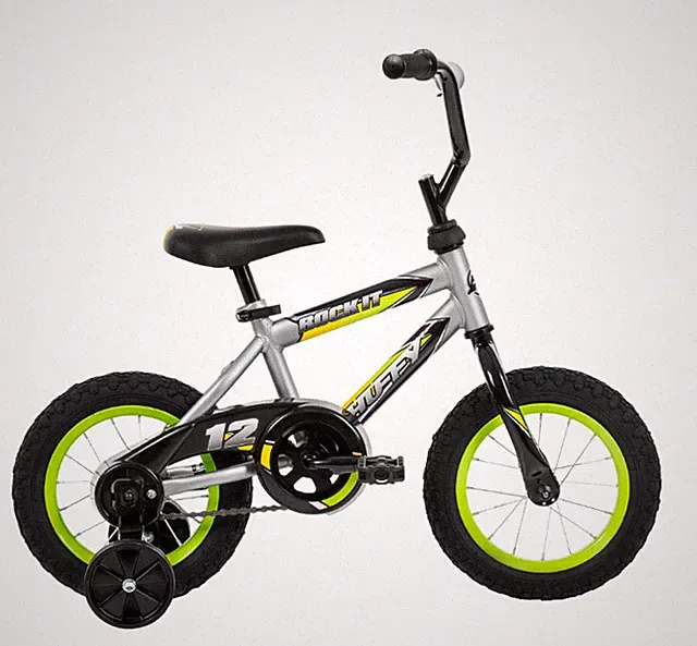 12"Rock It Kids' Bike, Fits Riders 37" - 42", Gray/Green, Youth, Boys, BMX-style