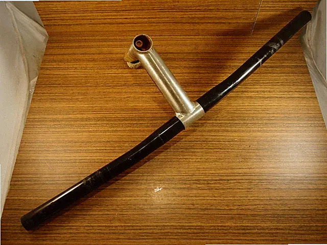 1990's flat aluminium handlebar Nakamura by Sameness + quill stem CLS 25.4 mm