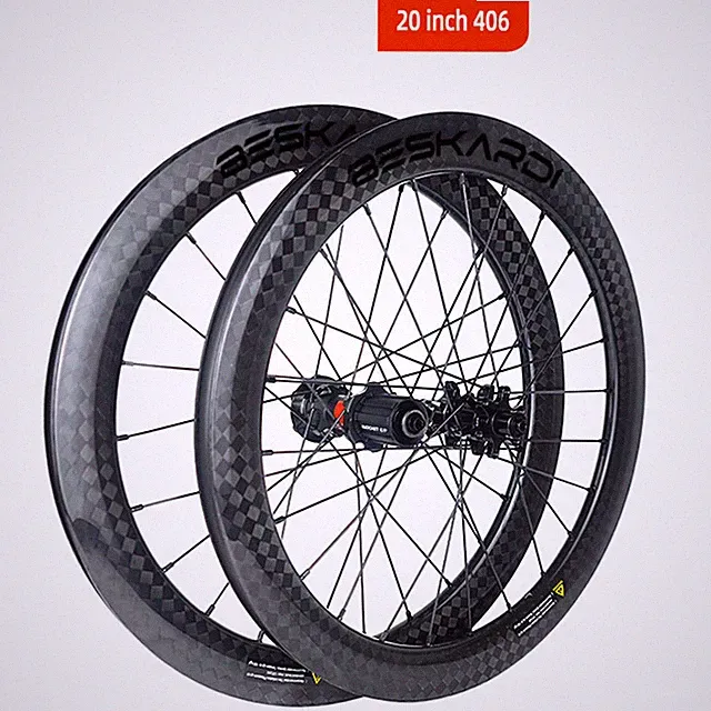20 Inch 406 Carbon Folding Bicycle Wheelset 11 Speed 6 Bolts Disc Brake Hub