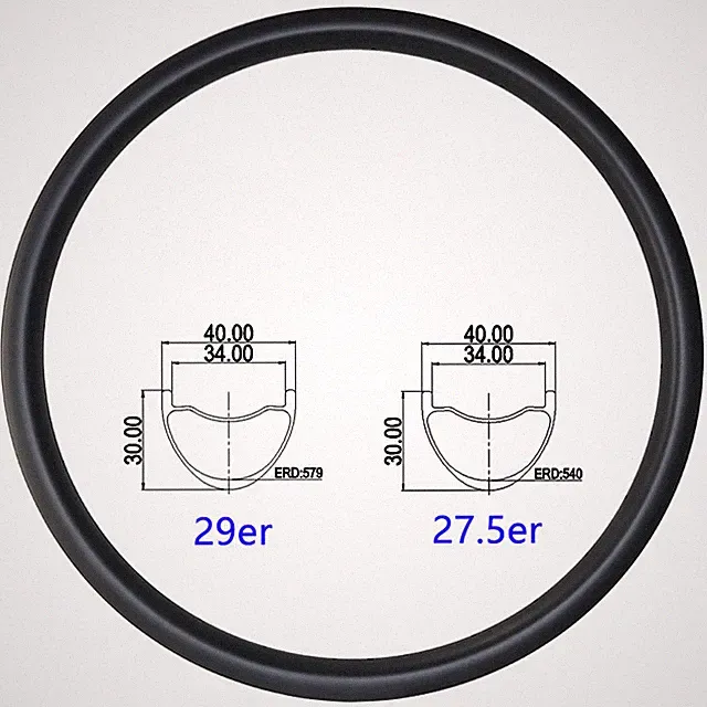29 27.5er Carbon MTB Bicycle Rim 40mm Wide 30mm Deep Tubuless 24 28 32 Hole Rims