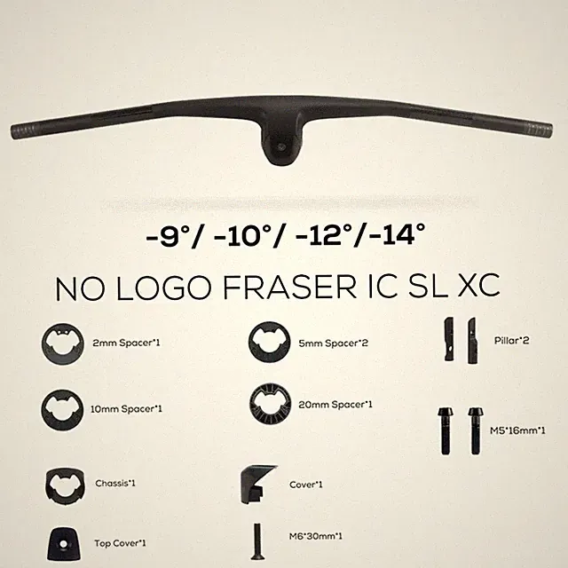 9°/-10°/-12°/-14° Full Carbon Fiber Integrated Cockpit MTB Handlebar With Mount