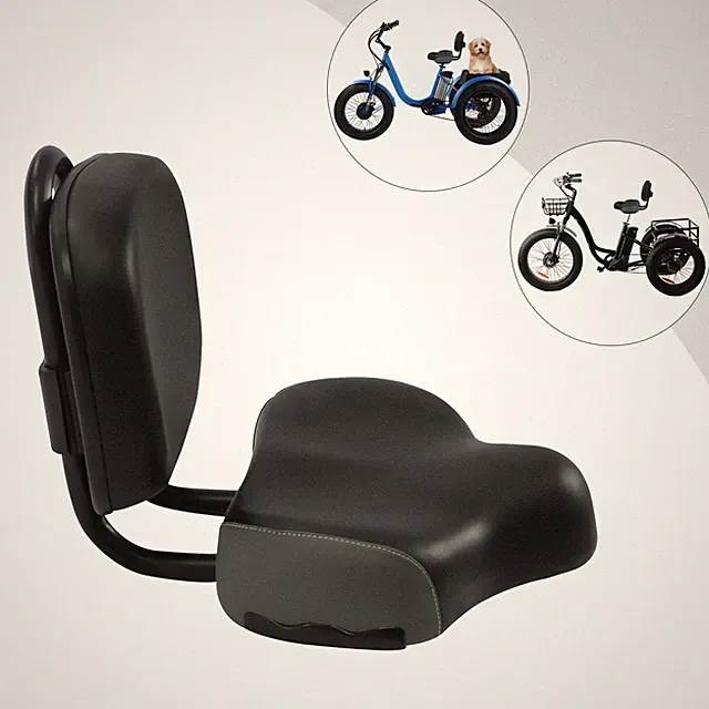 Bicycle Tricycle Saddle Seat with Back Support Black Backrest Saddle Bike Seat