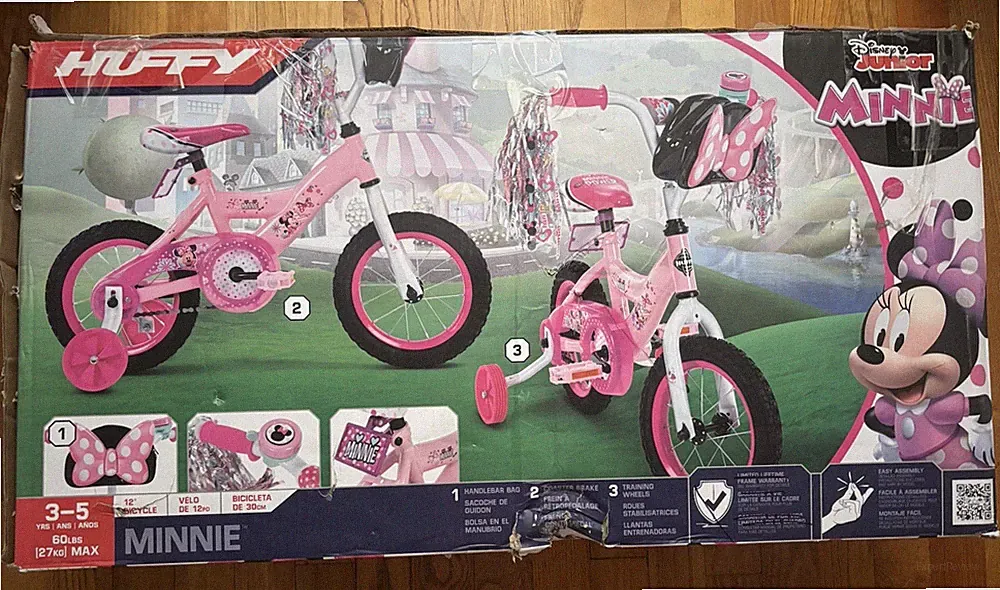 Disney 12" Kids Girls Bicycle Training Wheels Huffy Minnie Mouse Bike Pink READ