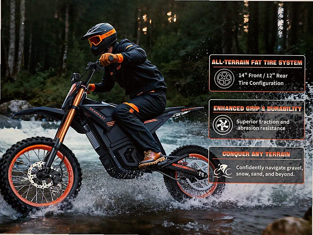 Electric Motorcycle Dirt Bike Bicycle Peak 2500W 35MPH 48V21AH All Terrain eBike