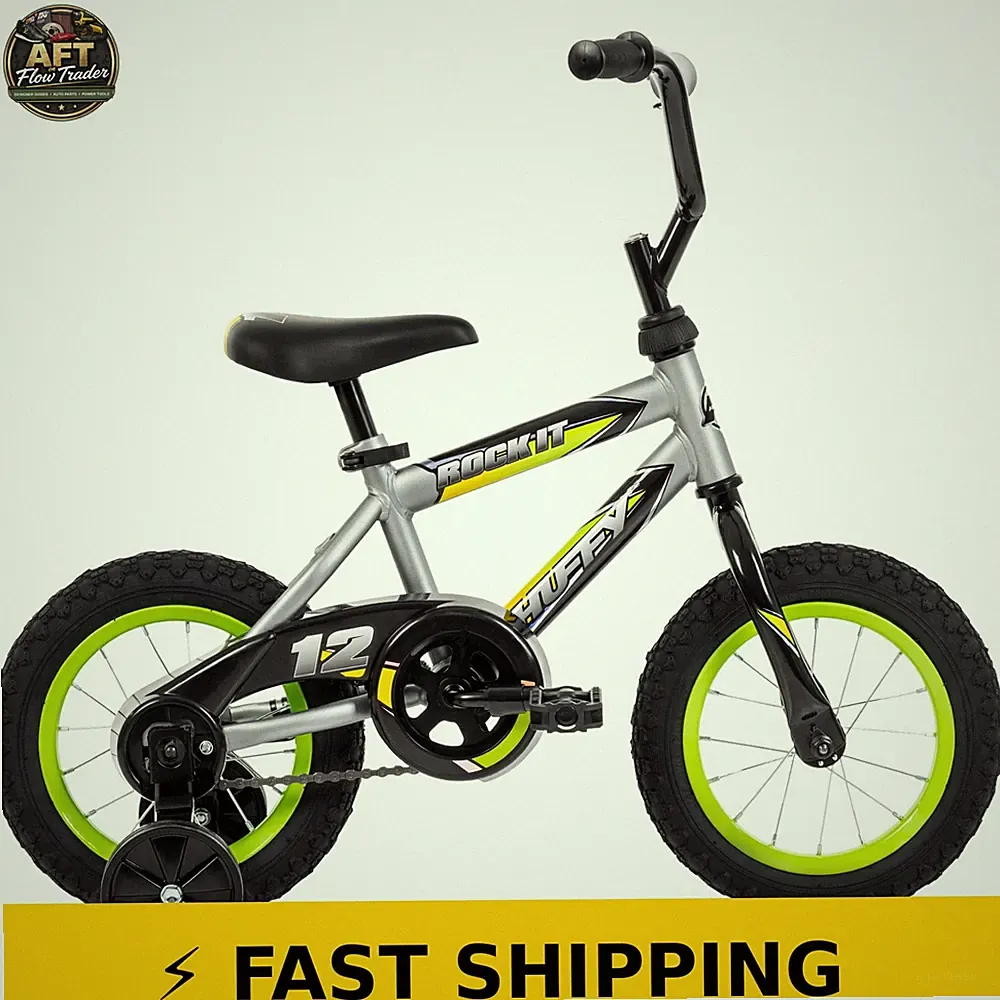 Huffy 12" Rock It Kids' Bike - Gray/Green - Fits 37" to 42"